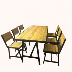 Bàn Ghế Quán Ăn Gỗ Chân Sắt