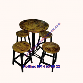 Bàn Ghế Coffee Chân Trụ Sắt
