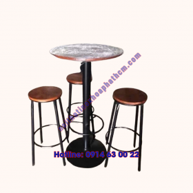Bàn Ghế Coffee Chân Trụ Sắt 01