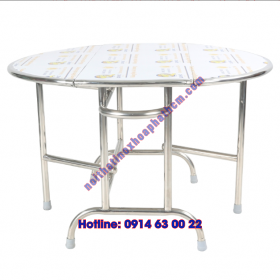 Bàn inox tròn xếp ba