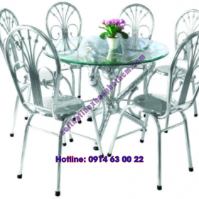 Bộ bàn inox tròn 6 ghế dựa