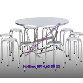 Bộ bàn inox tròn 