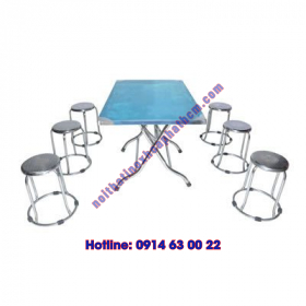 Bộ bàn ghế inox vuông 6 ghế đôn