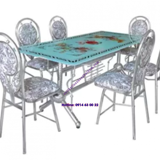 Bộ bàn ghế  Inox Vuông ghế  xếp mặt nệm